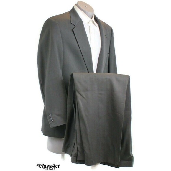 Allyn Saint George 2 Pc Suit Mens Gray Striped 2 Btn 42S Pleated Front 40" W - Picture 2 of 9